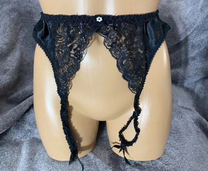 #103 Porte jarretelles vintage CHRISTIAN DIOR noir moyen dentelle    USA