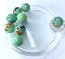 Vintage SwirlGlass Marble Turquoise Lime Green Tri-Color Lot 8