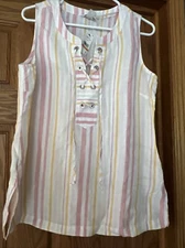 Tommy Bahama Cresent Bay Tunic Linen Lace Up NWT Small