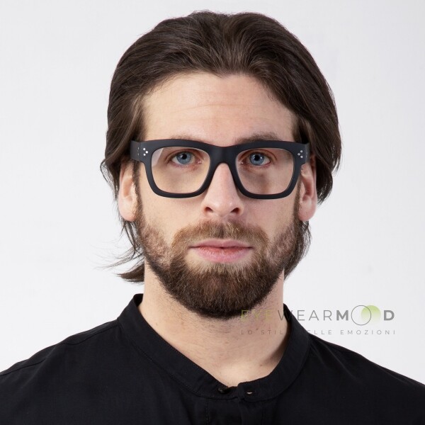 Gli Occhiali Montatura Occhiali Quadrata Uomo Black Men's Women