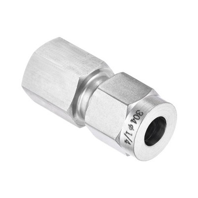 Compression Tube Fitting 1/8NPT Female Thread x 1/4'' Tube OD 304 Stainless Steel