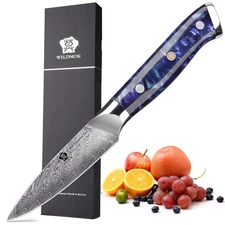 Paring Knife 3.5 Inch, Japanese Damascus Fruit Knife, Small peeling knife Per...