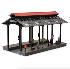 O Scale Union Train Station Local Town with 15 LED Lights and Six Figures NEW