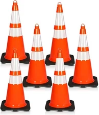 Pyle 28" PVC Cone - 8 Pieces High Visibility Structurally Stable (Orange)
