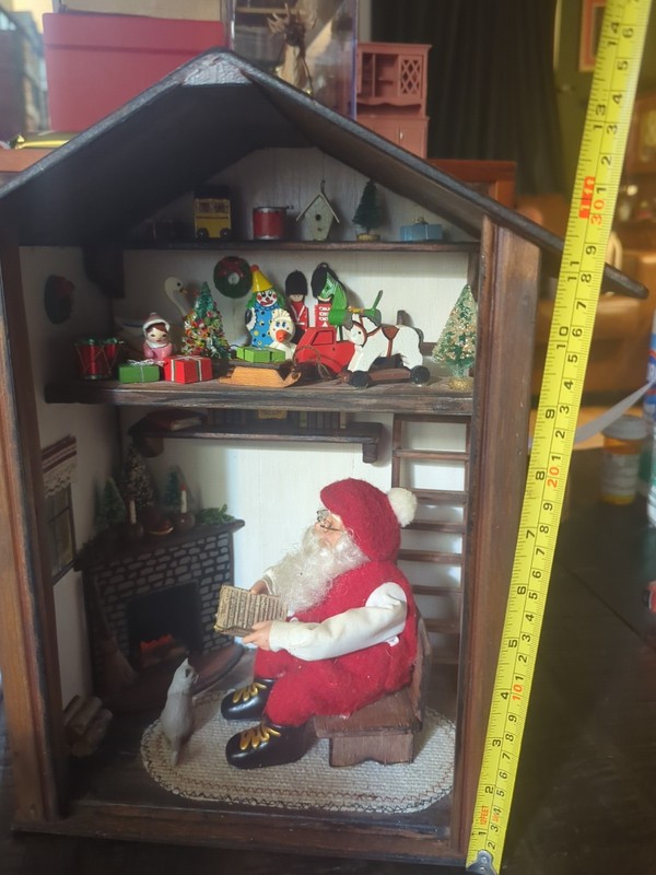 Dollhouse Miniature Room Box Santa Sitting By The Fire