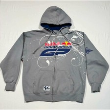 Brickyard Authentics Red Bull Indianapolis GP MotoGP Zip Up Hoodie Gray Mens L