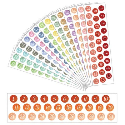 Gersoniel 15 Sheets Planner Number Stickers 6.69 x 1.77 inches, Classic Color 