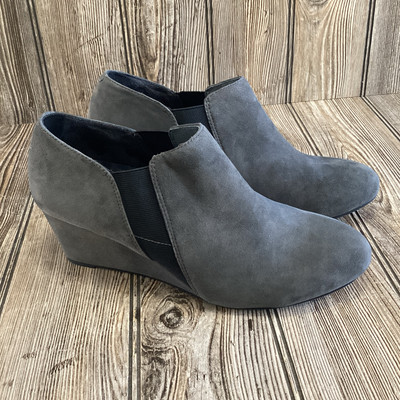 Vionic Womens Elevated Stanton Comfort Orthotic Wedge Bootie Slate Grey Size 9