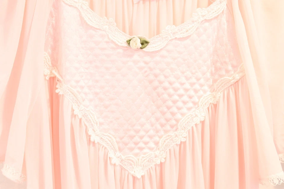 Camisón Miss Elaine De Colección Fluido Para Mujer Talla L Rosa Acolchado Escote Bordado Foto 4 de 4