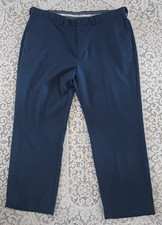 Haggar Dress Pants Mens 42x30 Navy Blue Classic Fit Cool 18 Pro Flat Front EUC