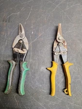 Lot 2 Tin Snips, Sheet Metal Cutters WISS  M3, + Green Handle Unbranded