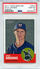 2012 Topps Heritage ZACK GREINKE Chrome 0086/1963 PSA 10 Brewers #HP73 *Pop 2