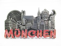 MüNchen Magnet Metall Souvenir Germany HofbräU Marienplatz Bier Glitzer