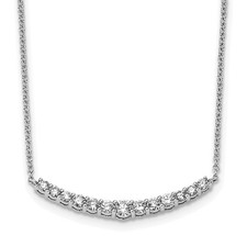 14k White Gold 1/2 carat Lab Grown Diamond Complete Bar Pendant Necklace 18"