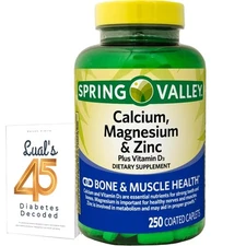 Calcium, Magnesium, Zinc & Vitamin D3. Spring Valley Calcium Magnesium with P...