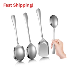 3Pcs Extra Large Stainless Steel Serving Spoons 8.9" Buffet Cooking Utensils