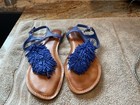 Super Cute! GIANNI BINI Mackenzie Leather Fringe Sandals COBALT Size - 9.5M — photo 2