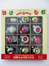 Christopher Radko Shiny Brite Blown Glass Ornaments Set of 12 New