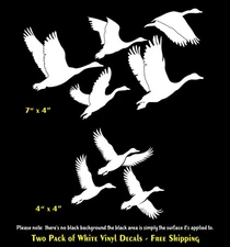 Ducks Geese Flying Two PK of 7" & 4" White Vinyl Decals Car Truck Window Laptop