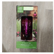 Juego de antorchas de aceite 3 en 1 HD Designs mesa/tierra de vidrio rosa/púrpura 9,45/39 pulgadas
