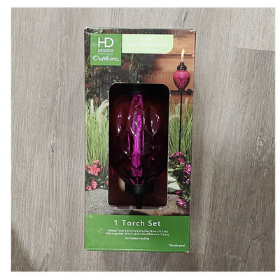 HD Designs 3-in-1 Oil Torch Set Pink/Purple Glass Tabletop/Ground 9.45/39in
