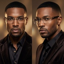 Men Sunglasses Hip Hop Quavo Migos Rimless Diamond SQUARE Classy Clear Lens Gold