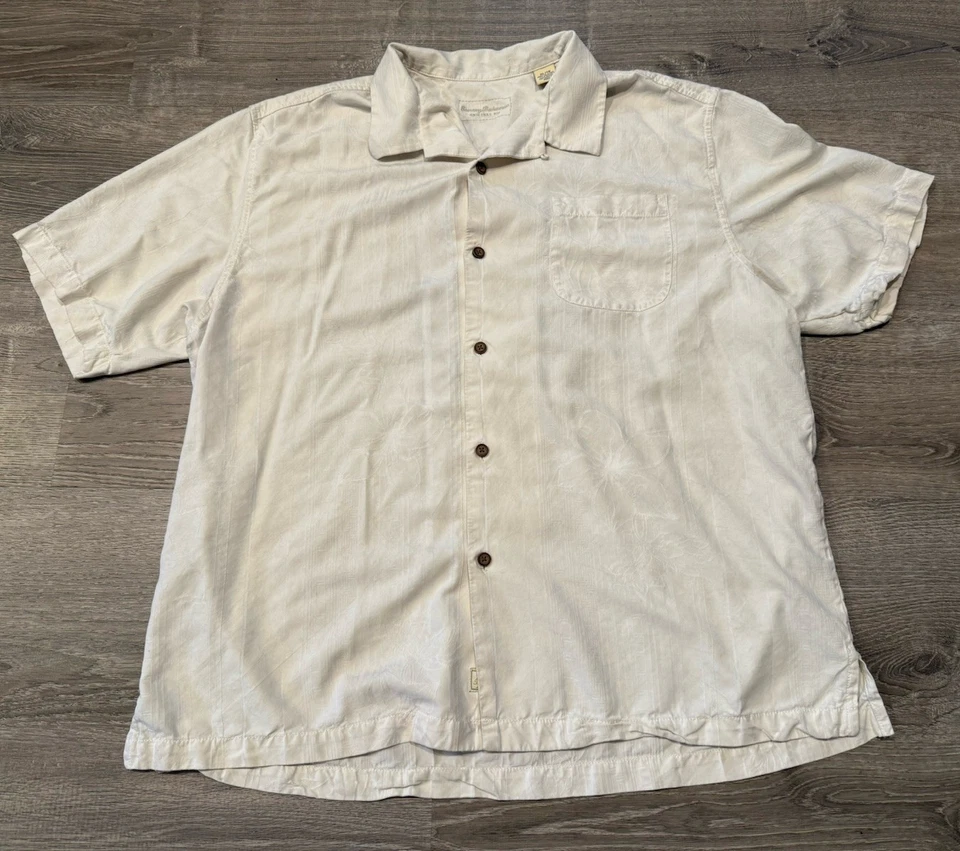Рубашка мужская Tommy Bahama размер XL цвет слоновой кости шелк гавайский рождественский джингл колокол док винтаж - Изображение 4 из 4