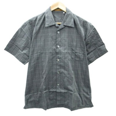 LANCEL Open Collar Casual Shirt Short Sleeve MA Gray Graph Check Pattern /SY21