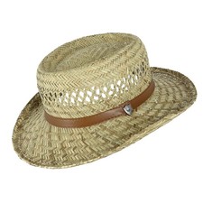 Rush Straw Gambler Hat with Wide Brim Large Natural