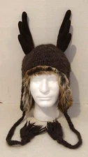 American Eagle AE Reindeer Antler Winter Trapper Hat Wool Alpaca One Size NEW