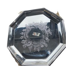 Large Vintage Viners Silver Plated  octagonal Serving Tray  engraved 13.5”unused