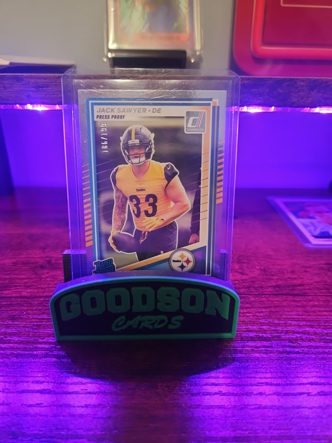 2025 Donruss Jack Sawyer Silver Press Proof Rated Rookie 168/199 Steelers