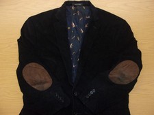 Ralph Lauren Corduroy Sport Jacket Blazer Suede Elbow Patch Black Mens 42R