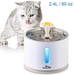 2.4L Fontaine d'eau pour animaux de compagnie automatique LED Bol de fontaine pour petits chiens