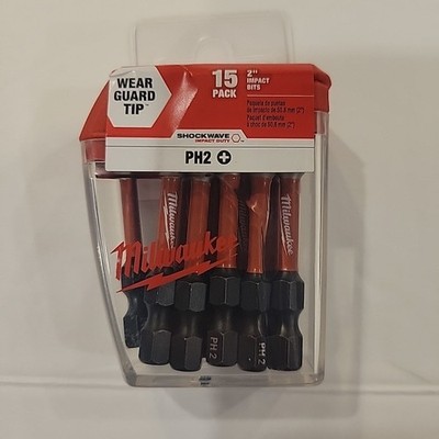 Milwaukee Shockwave PH2 Impact Bits 2''  48-32-5004 15 Pieces Drill Bits