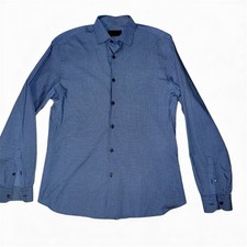 Vintage Prada Blue Microplaid Button Down Shirt