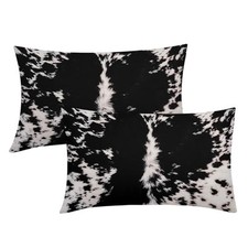 Western Cowhide Print Lumbar Pillow Covers 20" x 12" Pack of 2 Cow Print