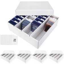Trading Card Storage Box, 4 Row 3200 Count Collector Cards Box 5-Pack, Wihte