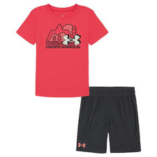 New Boys Under Armour T-Shirt Shorts Set Size YM Red Solstice MSRP: 40.00