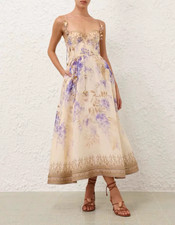 Zimmermann 2026 Early Spring Floral Print Spaghetti Strap Corset Midi Dress