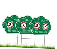 Pack of 3 No Peeing and No Pooping Dog Sign - 12x8 inch Double Plastic Sided