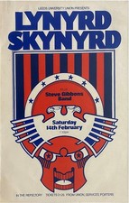 1976 VINTAGE LYNYRD SKYNYRD CONCERT POSTER LEEDS UNIVERSITY UK - 11"x17"