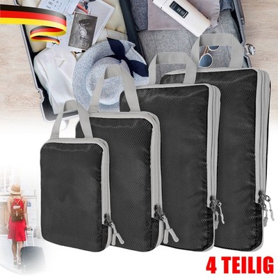 Reise Koffer-Organizer Kompressions Kleidertaschen Packwürfel Set 4-teilig Urlau