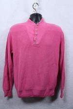 VTG 90s ALPS Henley Sweater Shawl Collar Pink Men's Medium Outdoor USA Made