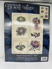 Candamar Flower Bouquet Embroidery Kit, 14x18 Basket 80221 Victorian Nosegay