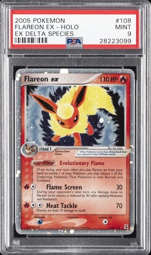 2005 POKEMON EX DELTA SPECIES #108 FLAREON EX-HOLO PSA 9