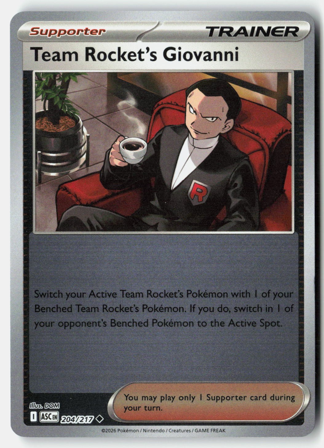 Team Rocket's Giovanni Ascended Heroes Reverse Holo 204/217 NM/M Pokemon
