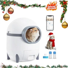 Smart Cat Litter Box, Self-Cleaning with APP, Health Monitor & Safety Protection