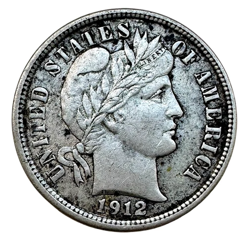 US 1912 P Barber Dime XF Silver 10 Cents