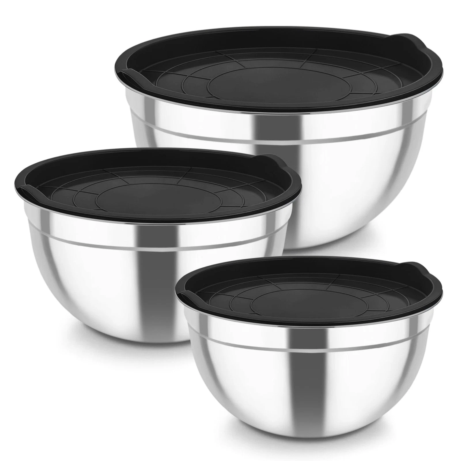 Mixing Bowls, Stainless Steel Nesting Salad Bowls with Airtight Lids Set, For...